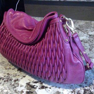 Steve Madden Pink/Purple leather Flap Handbag with Ruffles
